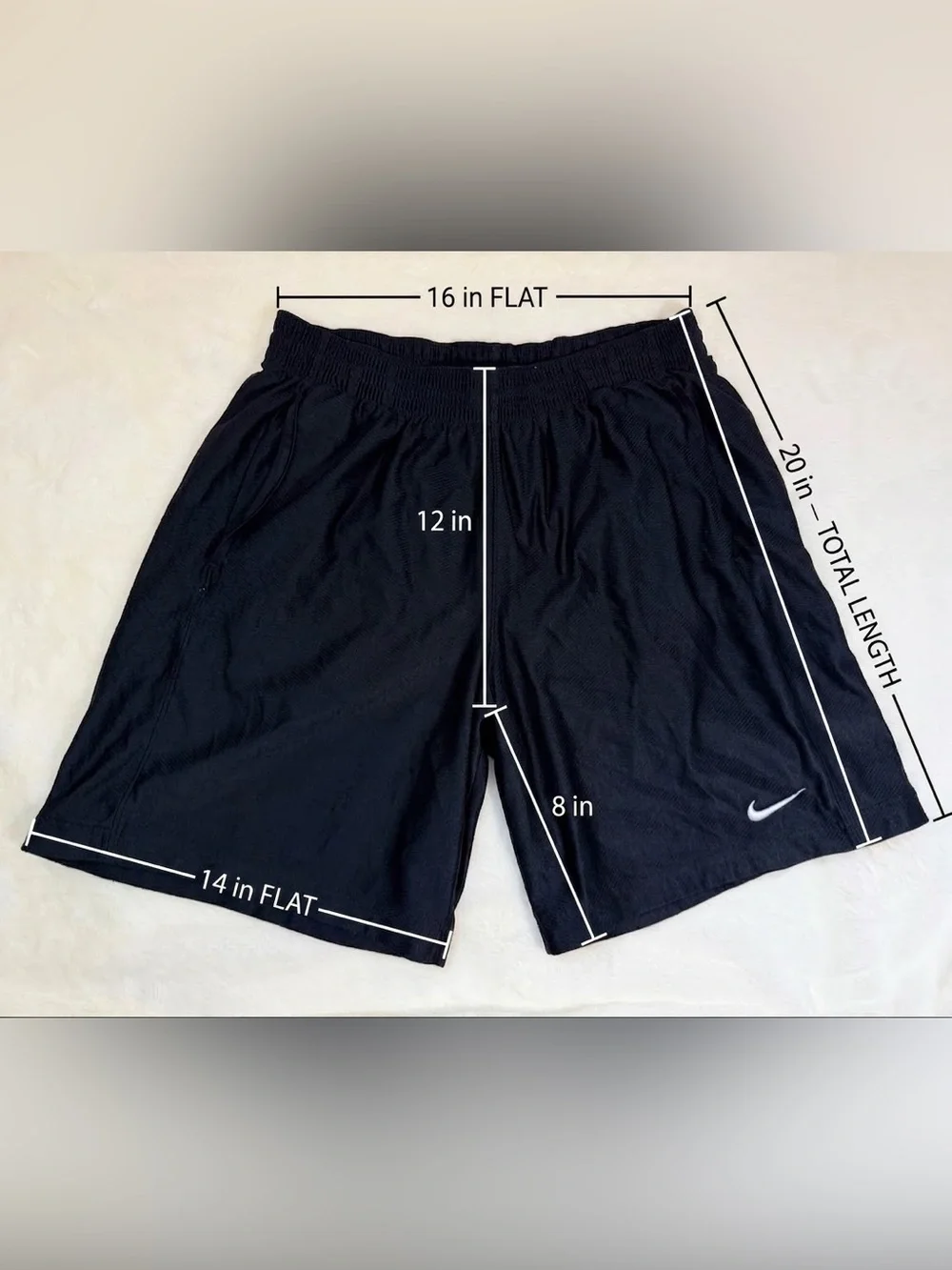 Nike Men’s Basketball Shorts Size L Black Mesh Athletic Training 8” Inseam